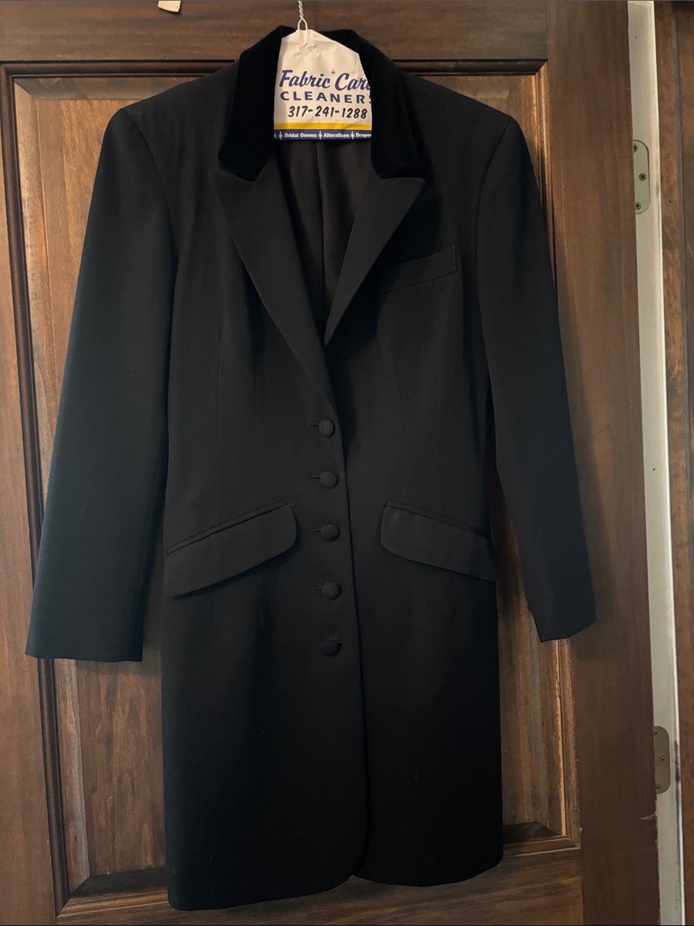 Express Equestrian Style Black Long Blazer with Velvet Collar